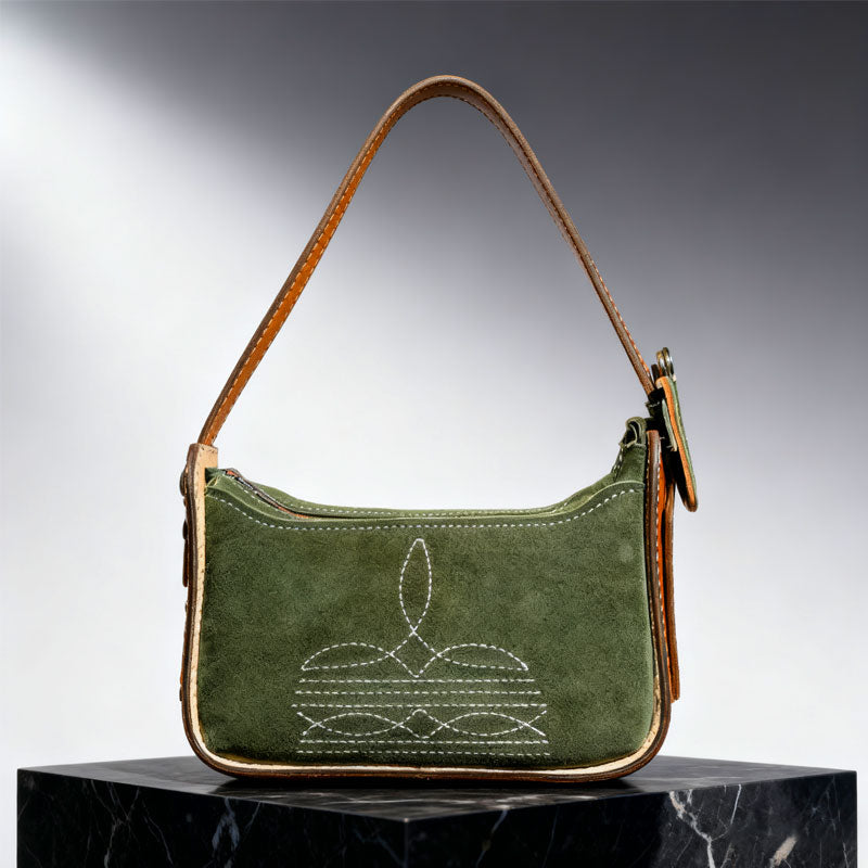 🍵 Vintage Matcha Leather Handbag