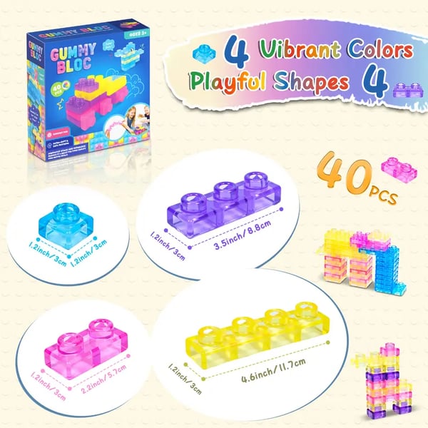 🌟GUMMY BLOC: 40-teilige Montessori-Sinnesbausteine aus weichem Material