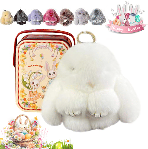 🐰Niedlicher Osterhasen-Plüsch-Schlüsselanhänger – Geschenkidee in einer Metallbox, 🎁Süße Osterüberraschung