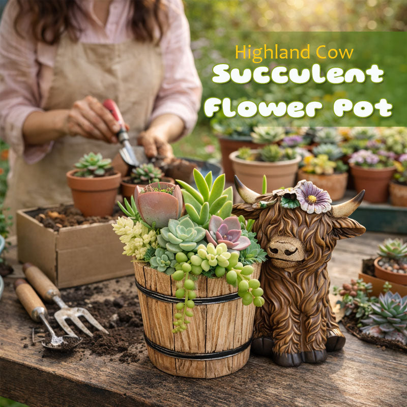 🐮🌿 BloomBuddy Hochlandrind-Sukkulenten-Pflanztopf