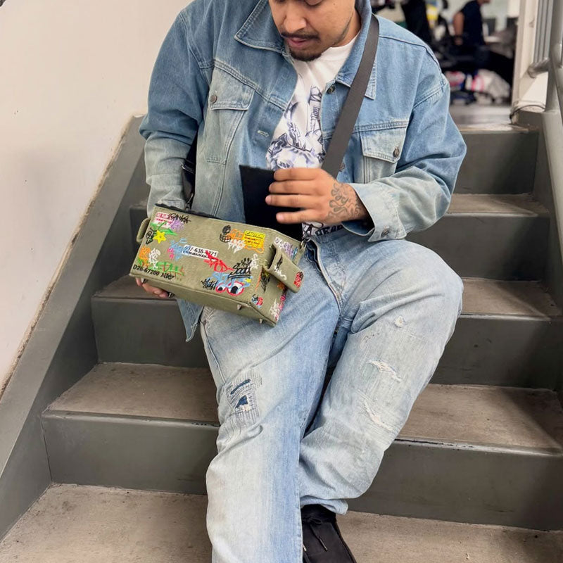 Hip-hop Graffiti Trash Can Shoulder Bag 🎨🔥