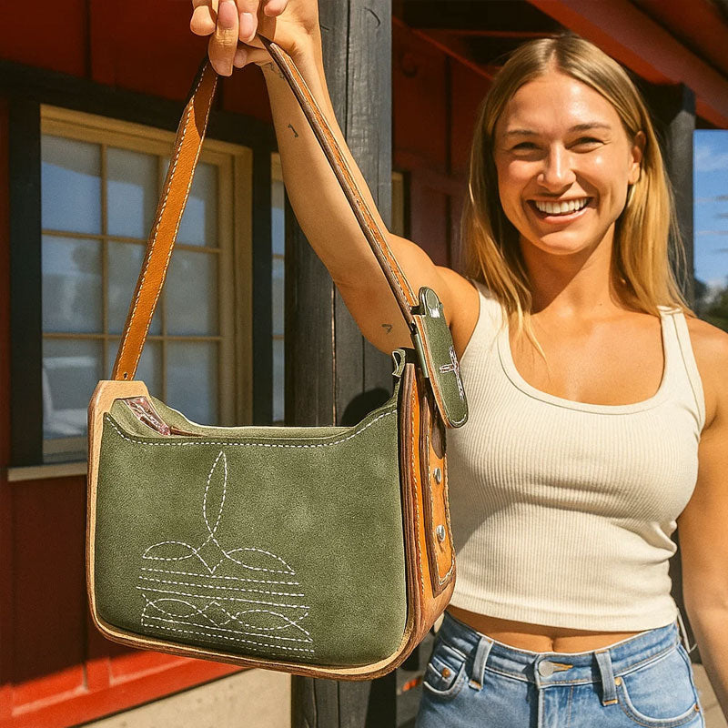 🍵 Vintage Matcha Leather Handbag