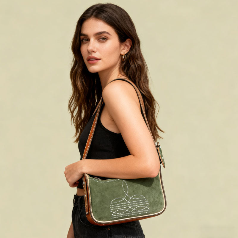 🍵 Vintage Matcha Leather Handbag