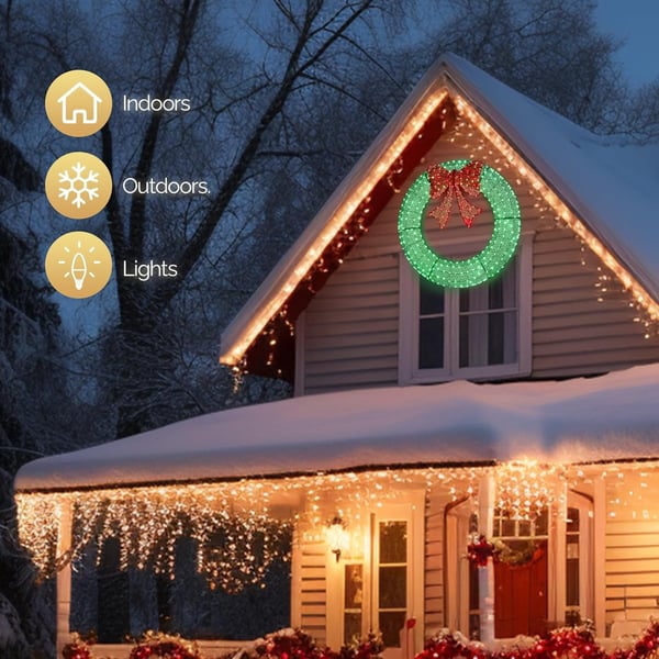 🎄 Now on pre-sale! 🎀✨ Large, illuminated Christmas wreath for outdoor use