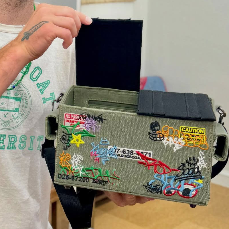 Hip-hop Graffiti Trash Can Shoulder Bag 🎨🔥