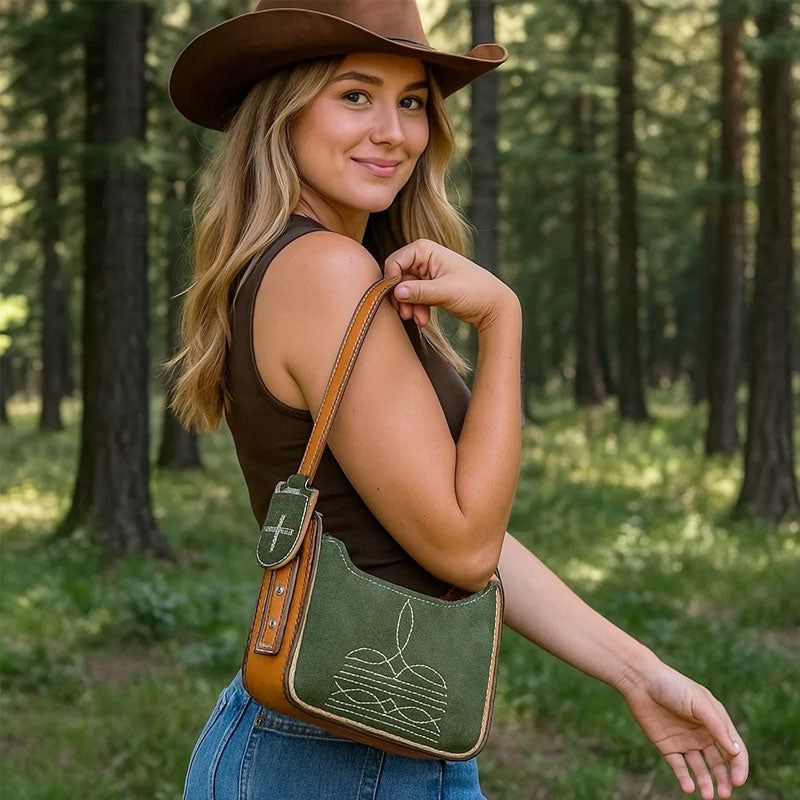 🍵 Vintage Matcha Leather Handbag