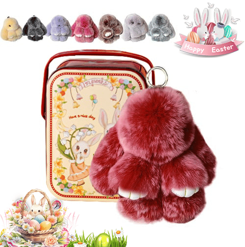 🐰Niedlicher Osterhasen-Plüsch-Schlüsselanhänger – Geschenkidee in einer Metallbox, 🎁Süße Osterüberraschung