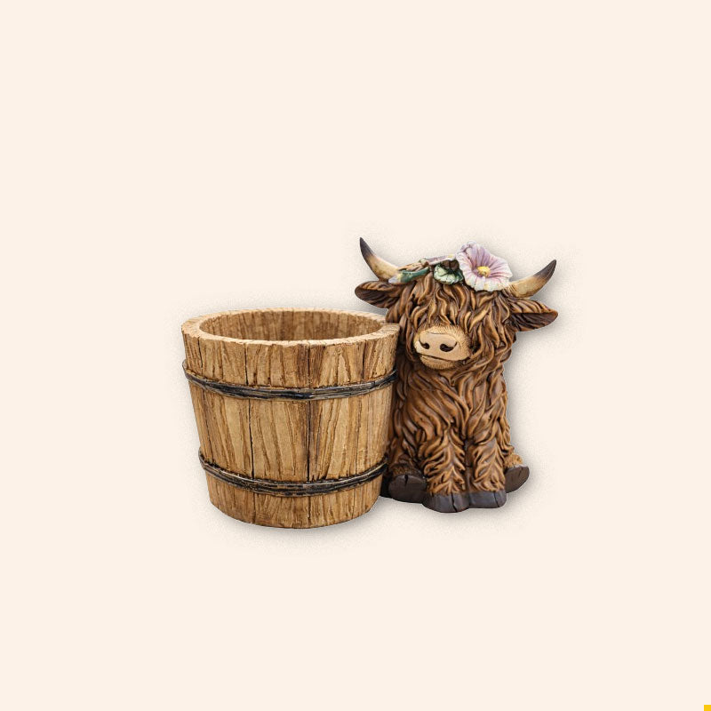 🐮🌿 BloomBuddy Hochlandrind-Sukkulenten-Pflanztopf