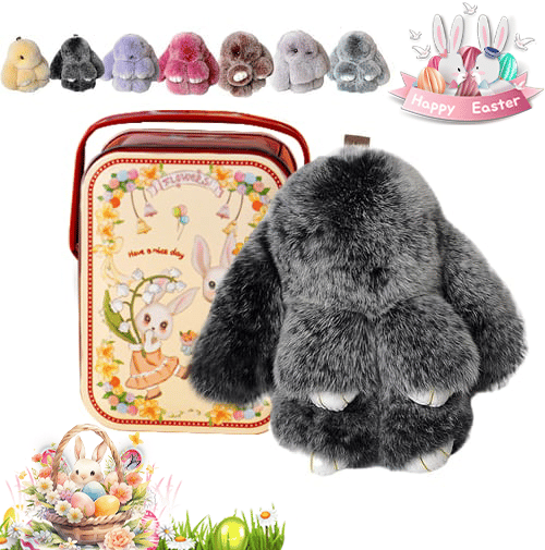 🐰Niedlicher Osterhasen-Plüsch-Schlüsselanhänger – Geschenkidee in einer Metallbox, 🎁Süße Osterüberraschung