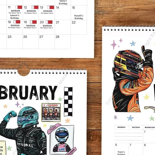🏎️📅F1 Scrapbook Rennkalender 2026 — Der ultimative Wandkalender für Rennsportfans
