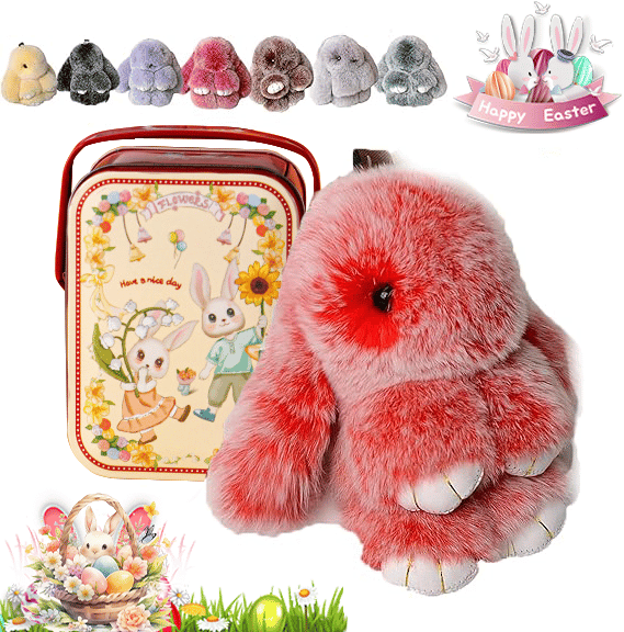 🐰Niedlicher Osterhasen-Plüsch-Schlüsselanhänger – Geschenkidee in einer Metallbox, 🎁Süße Osterüberraschung