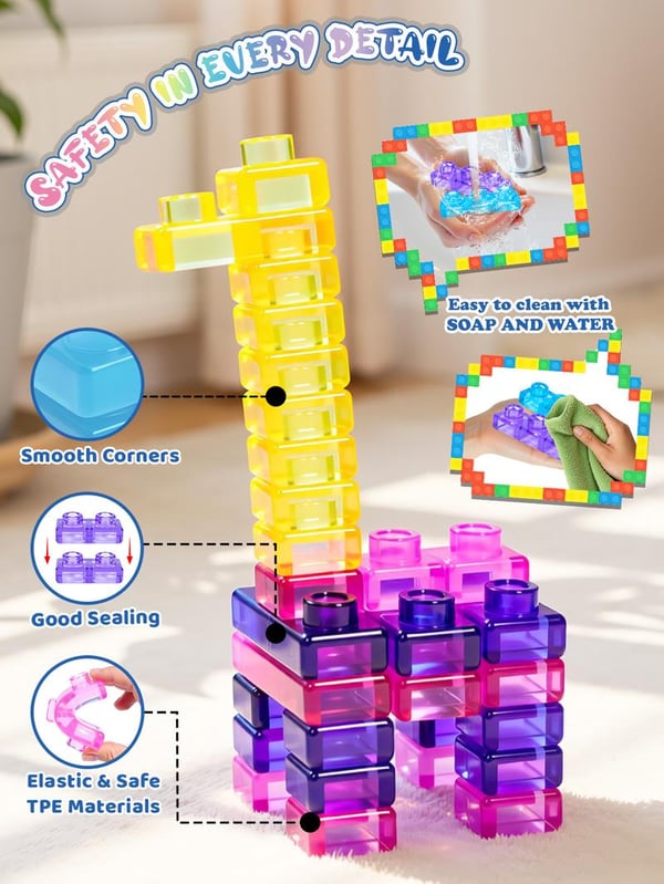 🌟GUMMY BLOC: 40-teilige Montessori-Sinnesbausteine aus weichem Material