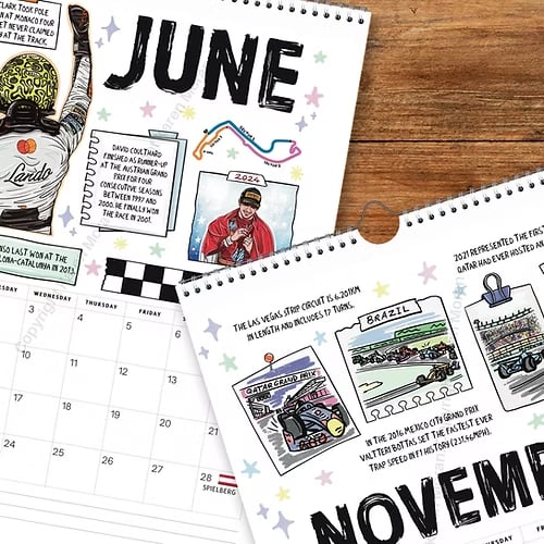 🏎️📅F1 Scrapbook Rennkalender 2026 — Der ultimative Wandkalender für Rennsportfans