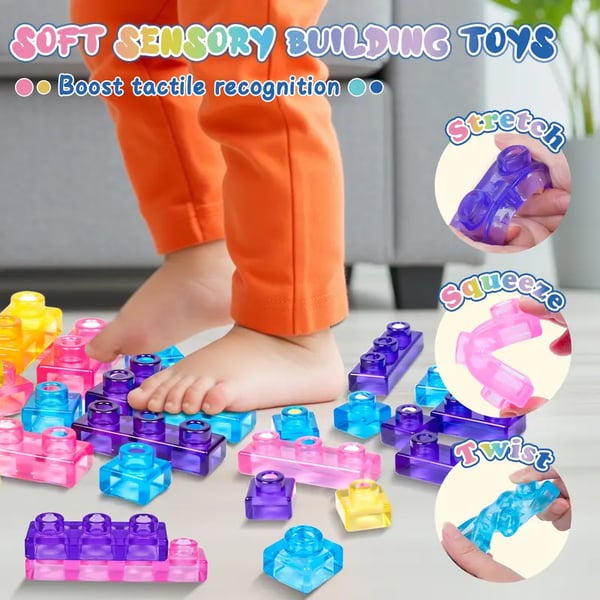 🌟GUMMY BLOC: 40-teilige Montessori-Sinnesbausteine aus weichem Material