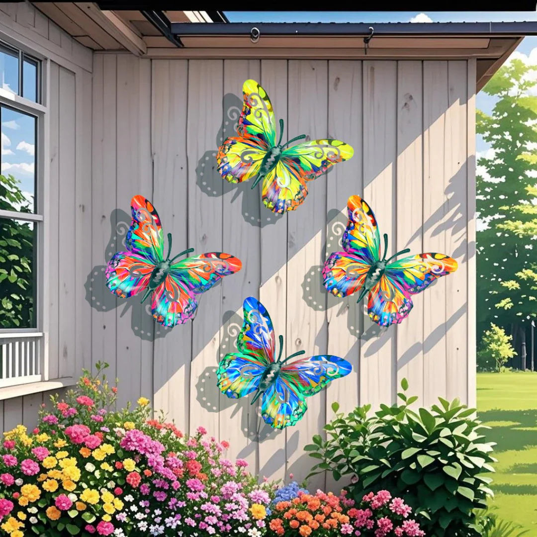 🦋Ein komplettes Set! 4-teilige Schmetterlings-Wanddekoration aus Metall🤩
