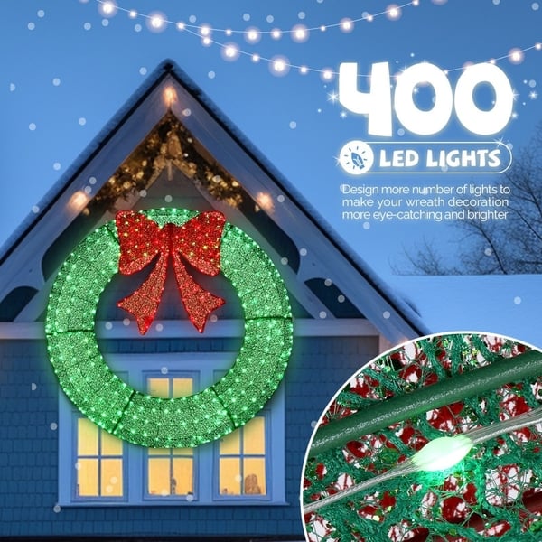 🎄 Now on pre-sale! 🎀✨ Large, illuminated Christmas wreath for outdoor use