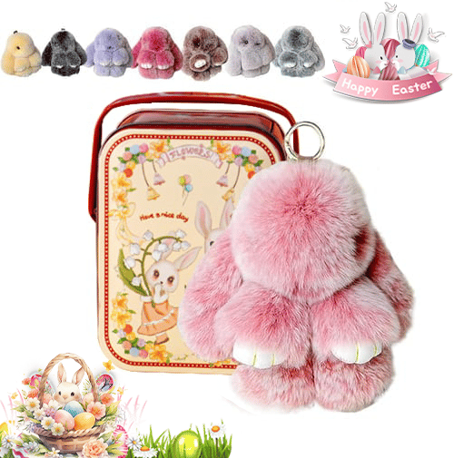🐰Niedlicher Osterhasen-Plüsch-Schlüsselanhänger – Geschenkidee in einer Metallbox, 🎁Süße Osterüberraschung