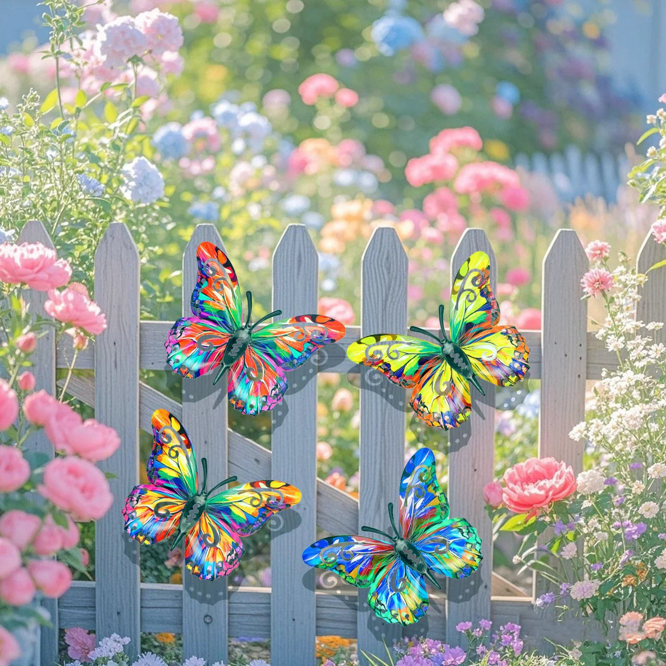🦋Ein komplettes Set! 4-teilige Schmetterlings-Wanddekoration aus Metall🤩