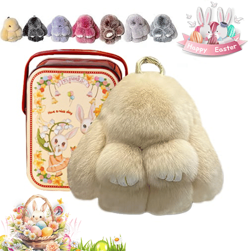 🐰Niedlicher Osterhasen-Plüsch-Schlüsselanhänger – Geschenkidee in einer Metallbox, 🎁Süße Osterüberraschung
